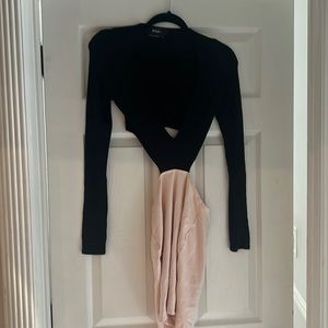 Nasty gal deep V dress open back mini black/pink